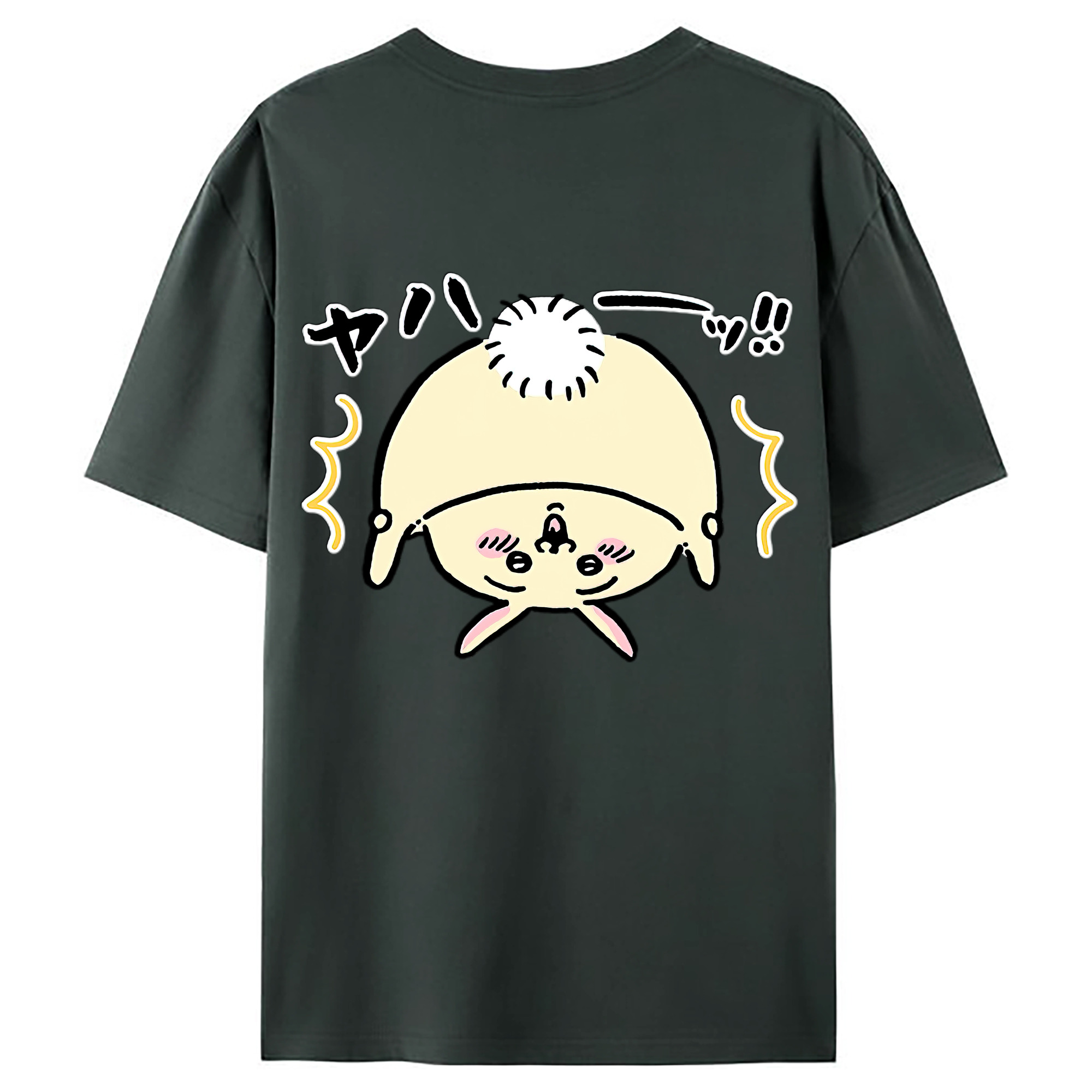 （画像用） ちいかわ うさぎ Chii-kawa usagi 綿100％ メンズ半袖Tシャツ（バックプリント） 通気性
